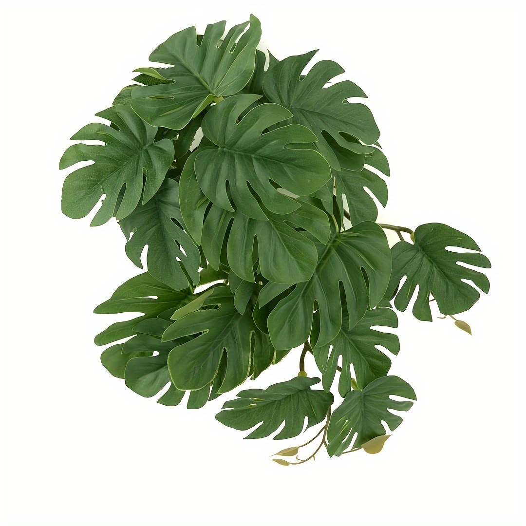 Monstera Adansonii - 爬虫類飼育ケージ用人工吊り下げ植物 フェイクモンステラ フェイクスイスチーズプラント モンステラ・アダンシオイ